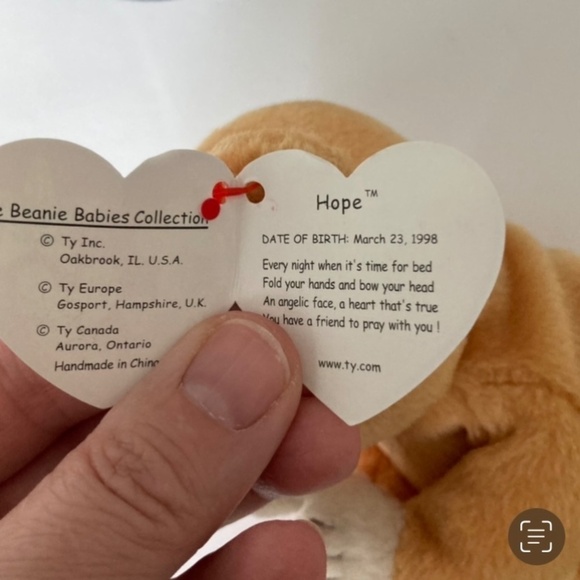 TY Beanie Baby Hope The Kneeling Praying Bear 1998 Retired Stuffed Plush - Picture 4 of 4